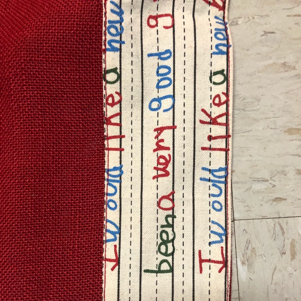Burlap, children’s writing tablecloth